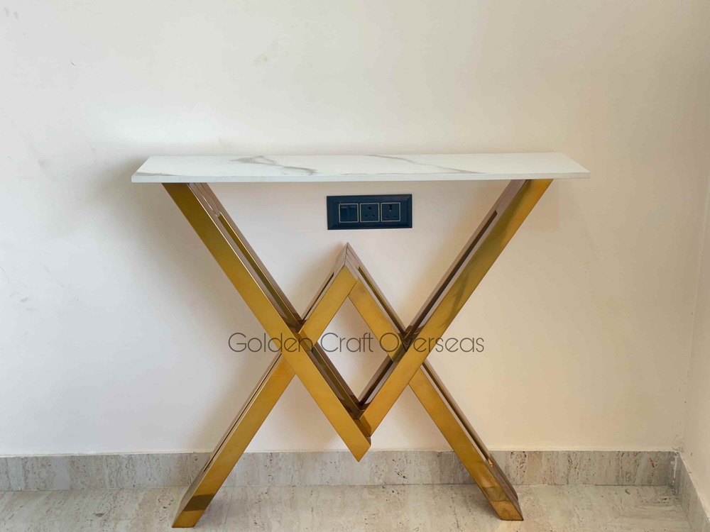 STEEL Console table with MARBLE