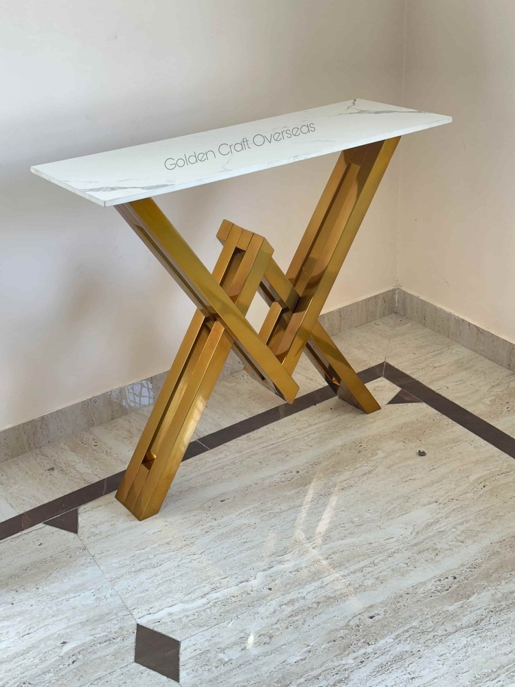 STEEL Console table with MARBLE