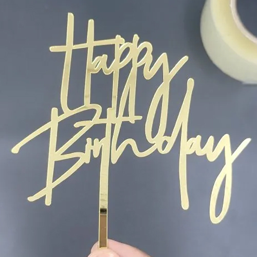 5 Inch Birthday Cake Topper - Color: Golden