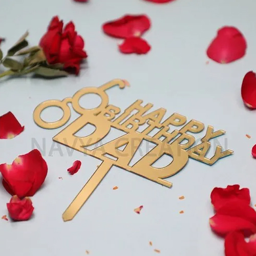 Dad Birthday Cake Topper - Color: Golden