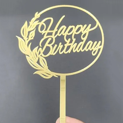 1Mm Acrylic Happy Birthday Cake Topper - Color: Golden