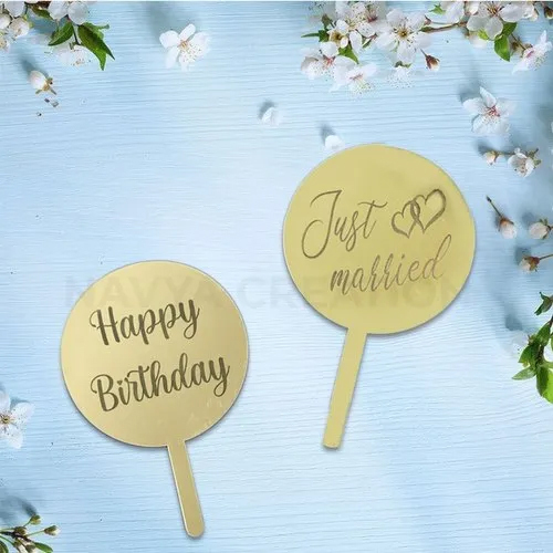 Acrylic Cake Topper - Color: Golden