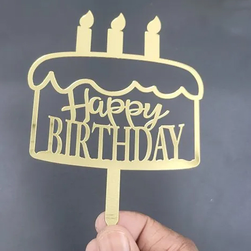 1mm Acrylic Golden Birthday Cake Topper