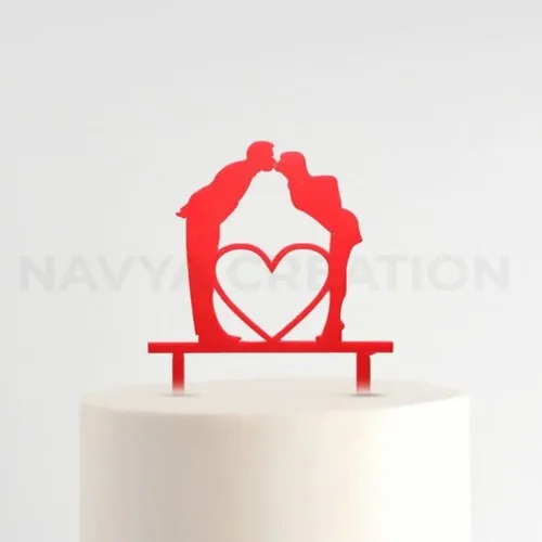 Red Acrylic Couple Cake Topper