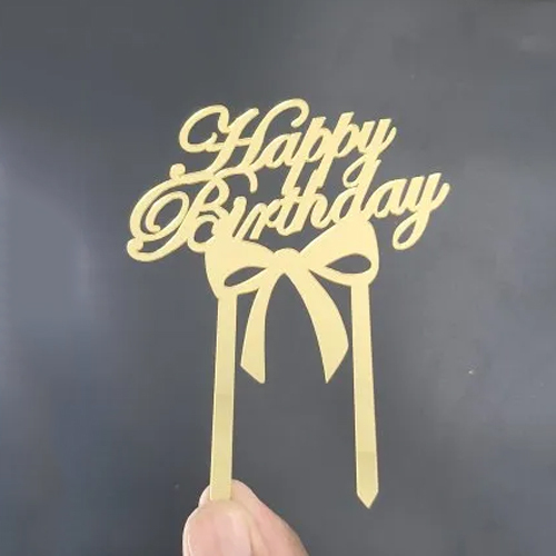 Acrylic Birthday Cake Topper - Color: Golden