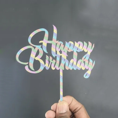 2mm Multicolor Happy Birthday Cake Topper