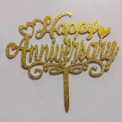 Wedding Anniversary Cake Topper - Color: Golden