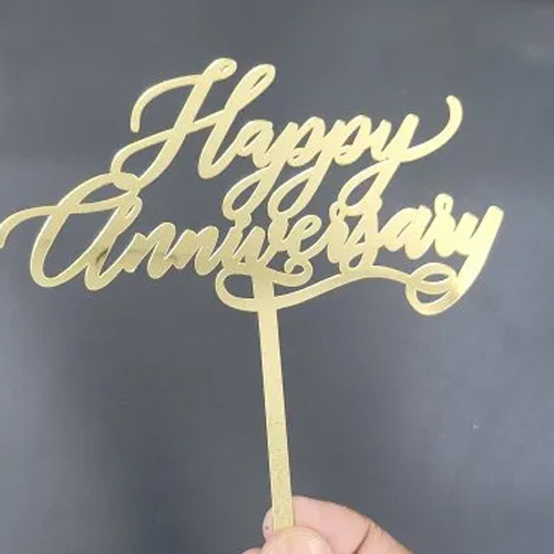 1mm Golden Happy Anniversary Cake Topper