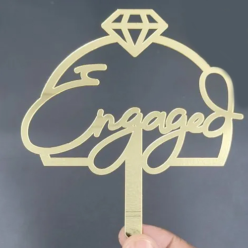 5inch Golden Engaged Cake Topper