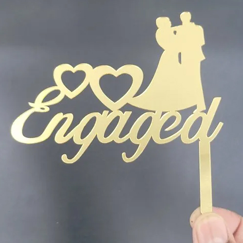 Engagement Cake Topper - Color: Golden