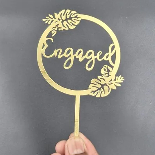 1Mm Engaged Cake Topper - Color: Golden