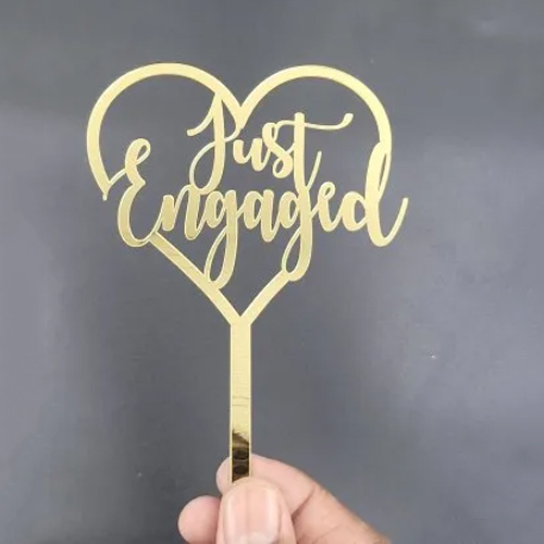 1mm Golden Acrylic Just Engaged Cake Topper