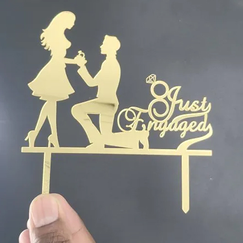 Couple Just Engaged Cake Topper - Color: Golden