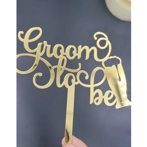 Groom To Be Cake Topper - Color: Golden