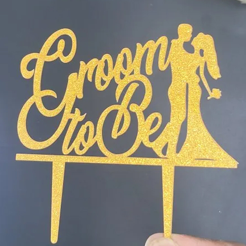 Glitter Golden Groom To Be Cake Topper