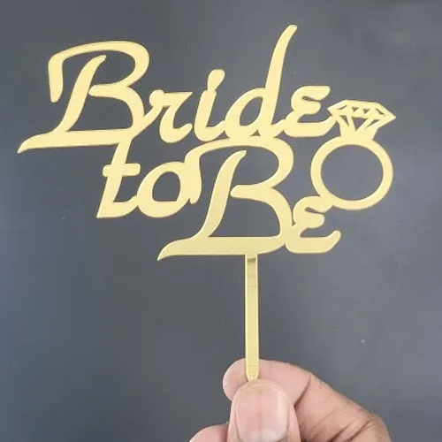 5Inch Golden Bride To Be Cake Topper - Finish: Polished