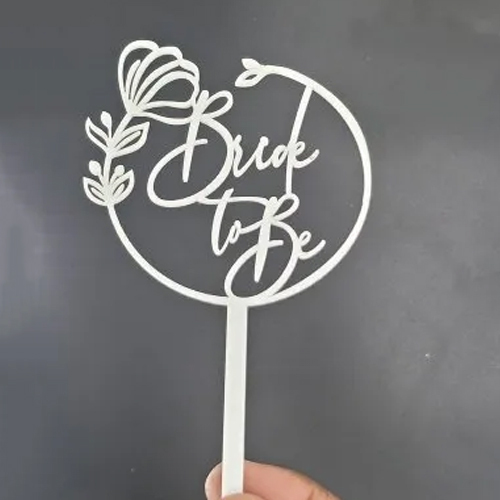 5 Inch 2mm White Bride To Be Cake Topper