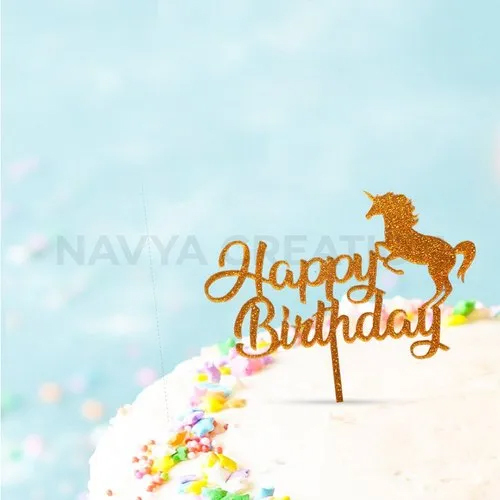 2Mm Birthday Cake Toppers - Color: Golden