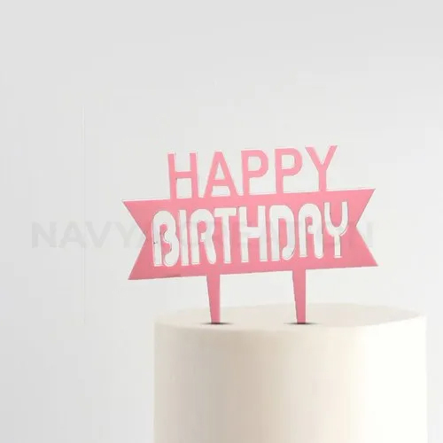 Acrylic Birthday Cake Topper - Color: Pink