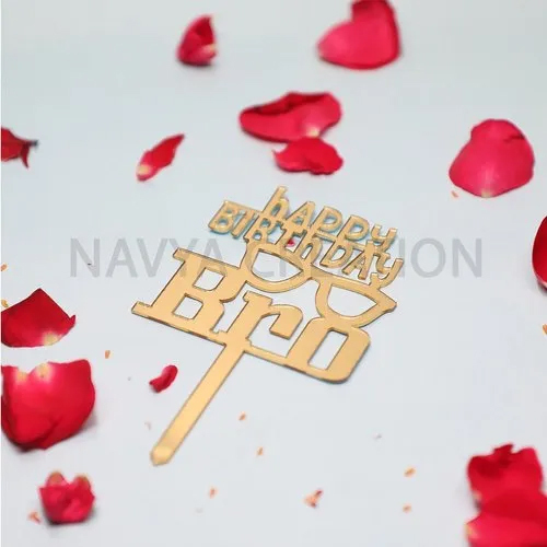 Golden Acrylic Birthday Cake Topper - Finish: Polished