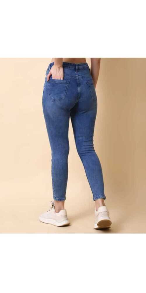 Womens Skinny Jeans - Cotton Knit, High Mid Rise Regular Length, Stretchable, Ankle Length Zip Fly | Available In Blue, Black, Blue Black Sizes 26-36