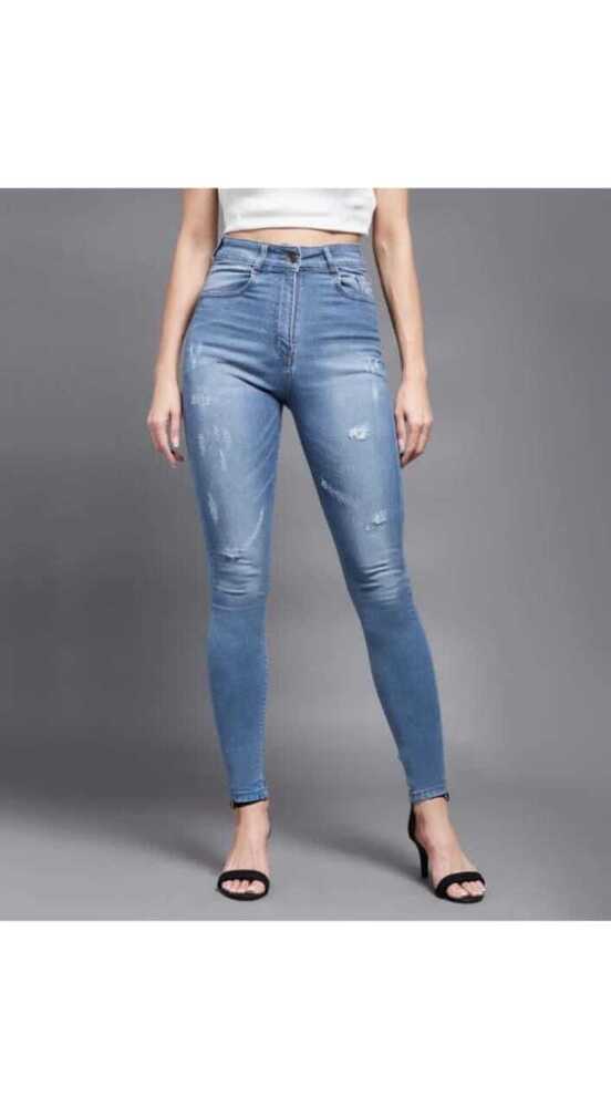 Womens Skinny Jeans - Cotton Knit, High Mid Rise Regular Length, Stretchable, Ankle Length Zip Fly | Available In Blue, Black, Blue Black Sizes 26-36