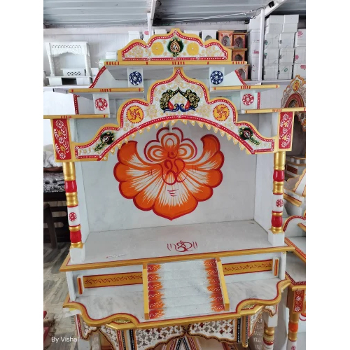 Antique Stairs Design Coloured Marble Temple - Color: White