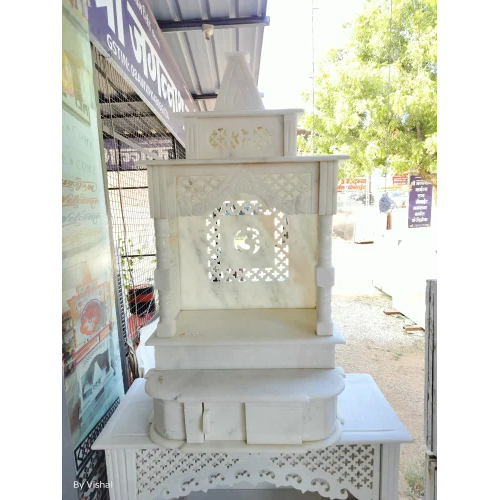 White Agariya Marble Temple With OM Jali Work