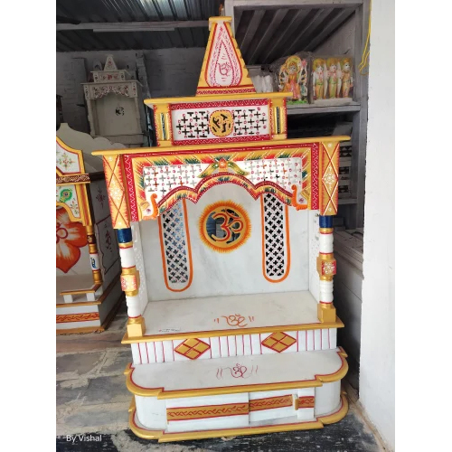 Agaria White Marble Coloured Temple With Jali Work - Regional Style: Indian