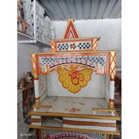 Agaria White Marble Colored Temple - 3.0x1.6 Inches | Customized Colors, Antique Imitation Style, Polished Finish