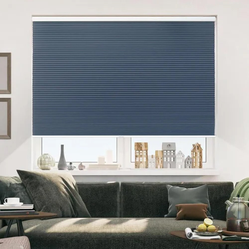 Honeycomb Window Blinds - High-Quality Polyester, 88.9 cm Width, Plain Blue Color | Vertical Pattern, Insulating for Privacy and Comfort