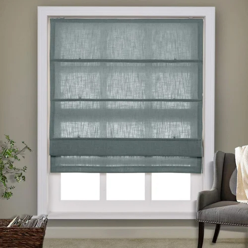 Gray Roman Blinds - High-Quality Polyester, Blue Color, Vertical Pattern | Easy to Install Roller Blinds for Home and Office Use