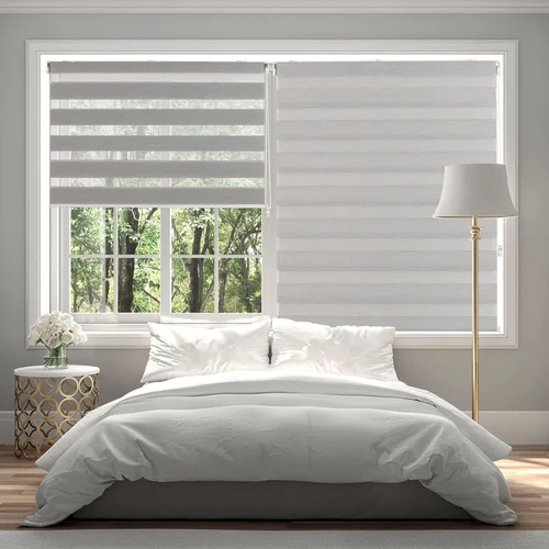 Zebra Window Blinds - High-Quality Polyester, 1.37 Meter Width, Plain White Design | Ideal for Home and Office, Easy Installation, Light Control