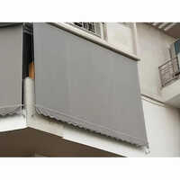 Pvc Vertical Awnings - Triple Layered Durability , Customizable Size In Sleek Gray For Stylish Balcony Protection