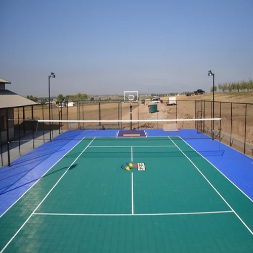 Customized Volleyball Court Flooring - Color: Green And Blue