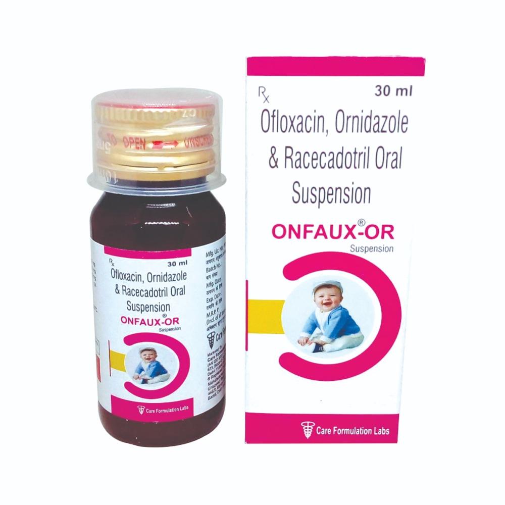 Ofloxacin IP 50 mg + Ornidazole IP 125 mg + Racecadotril IP 15 mg SYRUP  30ML