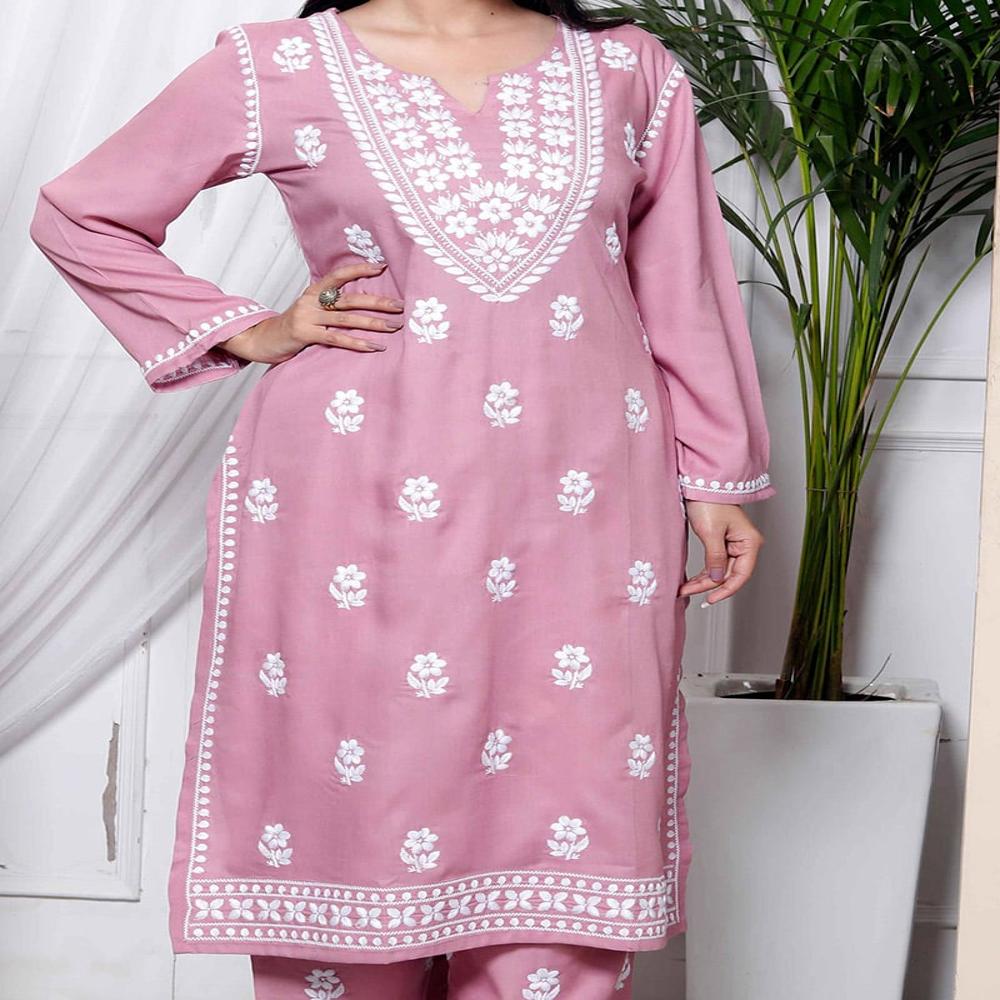 Hawkthestock Women Viscose Rayon Kurta Pant Dupatta Set