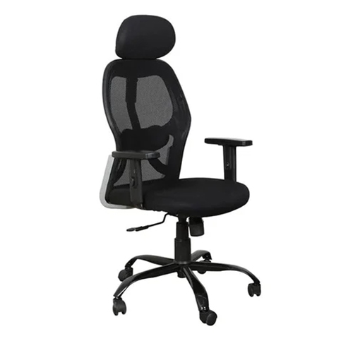 Executive Office Chair - Black Fabric With Polished Finish | Stackable, Modern Appearance, Easy To Clean, Fixed Armrests