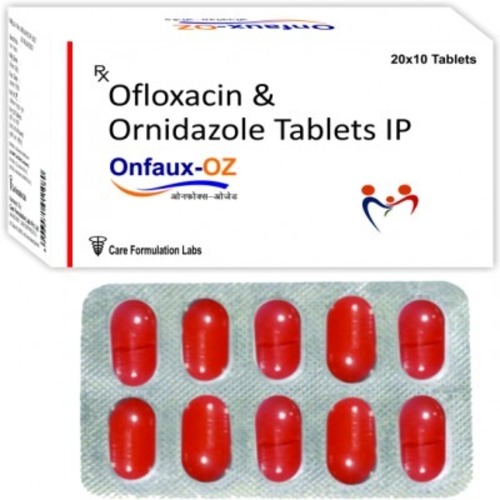 Ofloxacin IP 200 mg. Ornidazole IP 500 mg TAB