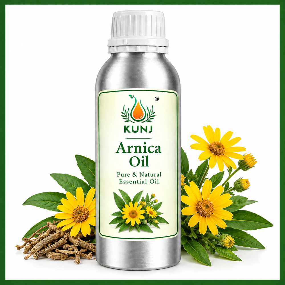 Arnica Oil - Pure Natural Oil from Leaves, 500 gm Bottle | Light Yellow, 95-100% Purity, Pleasant Odour, 36 Months Shelf Life