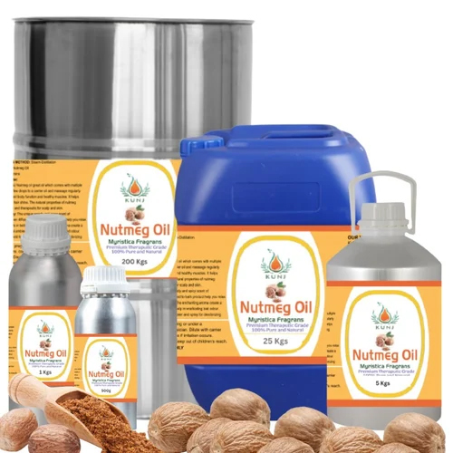 Nutmeg Oil - 100% Pure, 1 kg | Pale Yellow, Natural Odor, 95-100% Purity, Aromatherapy, Massage, Skincare, 24 Months Shelf Life, Adults Only