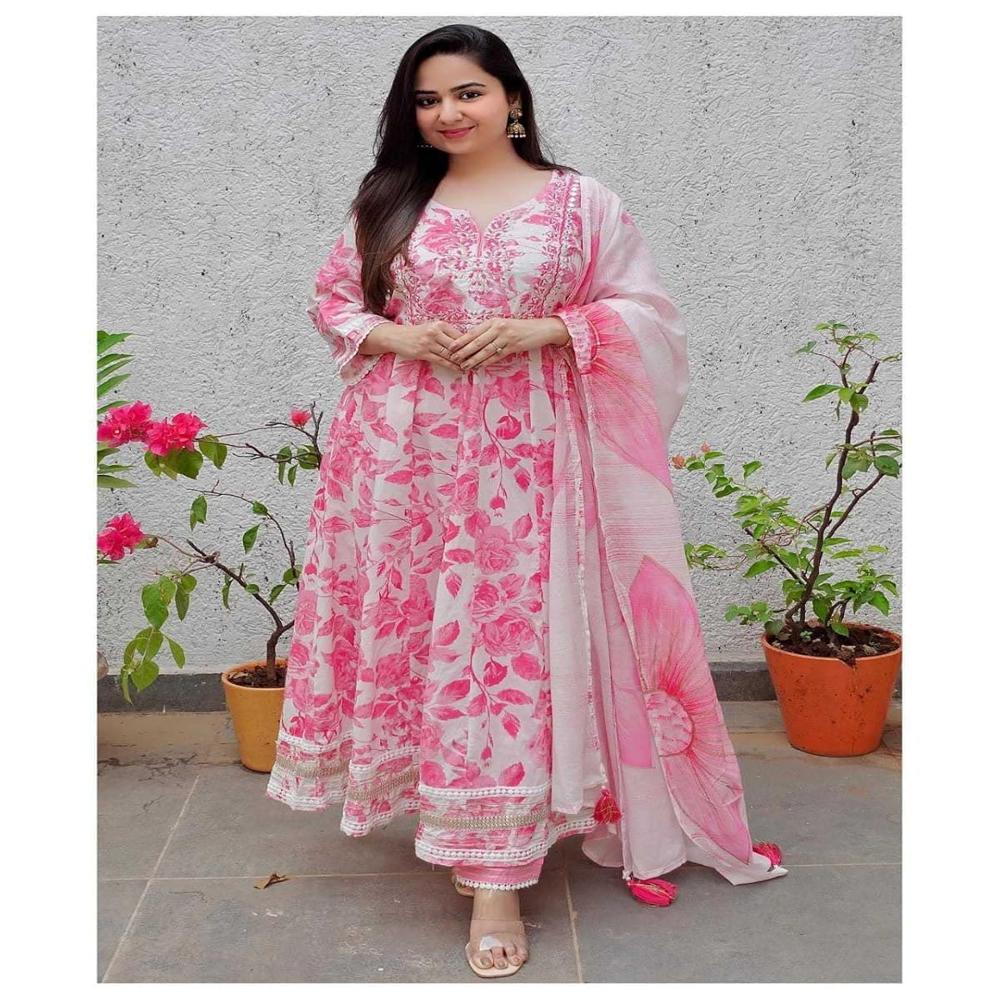 Hawkthestock Women Viscose Rayon Kurta Pant Dupatta Set