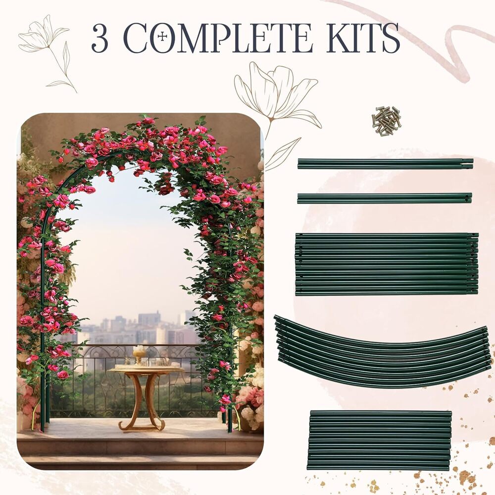 Garden Arch - Metal, 7ft Height X 4ft Width X 1ft Depth, Black | Supports Climbing Plants, Enhances Garden Aesthetics, Ideal For Vines