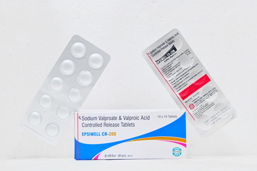 Sodium Valproate and Valproic Acid Controlled Release Tablets - Gradual Release Formula for Epilepsy, Bipolar Disorder, and Migraine Treatment | Solid Dosage Form, Recommended Storage in Dry Place