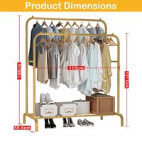 Durable Double Garment Rack: Multipurpose Metal Cloth Stand with 1 Bottom Shelf