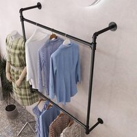 Metal Industrial Pipe Clothing Garment Rack Wall Mounted Heavy Duty Closet Storage Rod