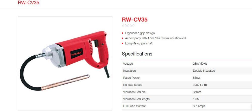 Ralli Wolf Concrete Vibrator (Rwcv35)
