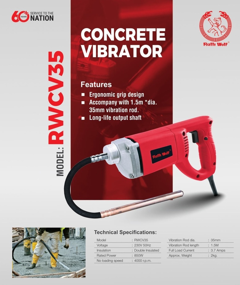 Ralli Wolf Concrete Vibrator (Rwcv35)