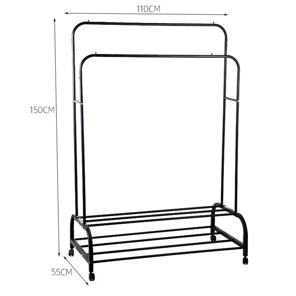 Double Rod Adjustable Clothing Rack | Stainless Steel| Foldable Garment