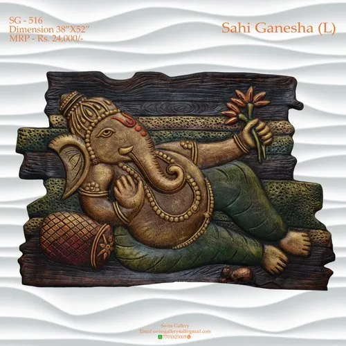 Fiberglass Lord Ganesha Painting Wall Hanging - Color: Multicolor